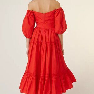 Anthropologie Red Long Sleeve Dress